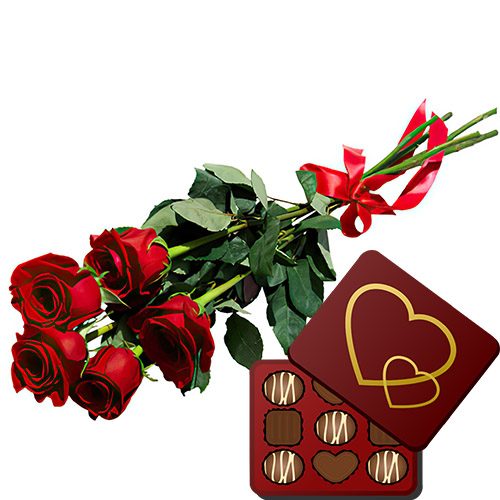 Фото товара 5 красных роз с конфетами в Измаиле