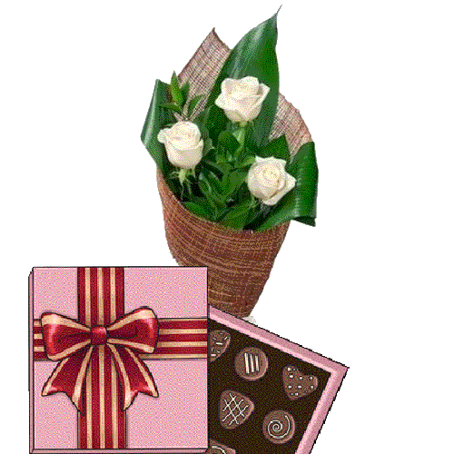 Фото товара 3 белые розы с конфетами в Измаиле