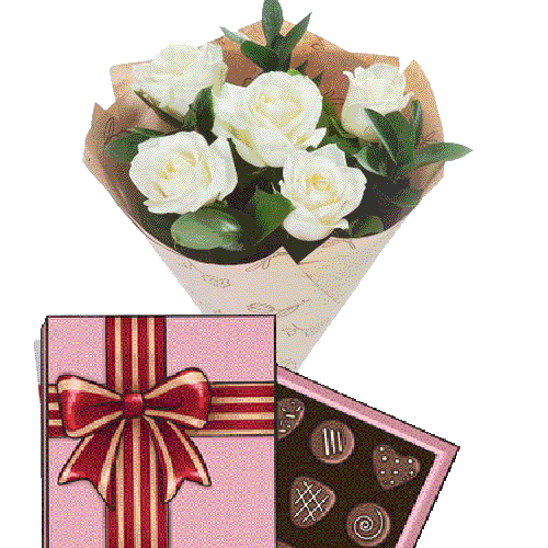 Фото товара 5 белых роз с конфетами в Измаиле