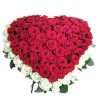 Фото товара 101 роза сердцем - белая, красная в Измаиле