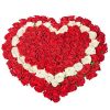 Фото товара 101 роза сердцем - красная, белая, красная в Измаиле