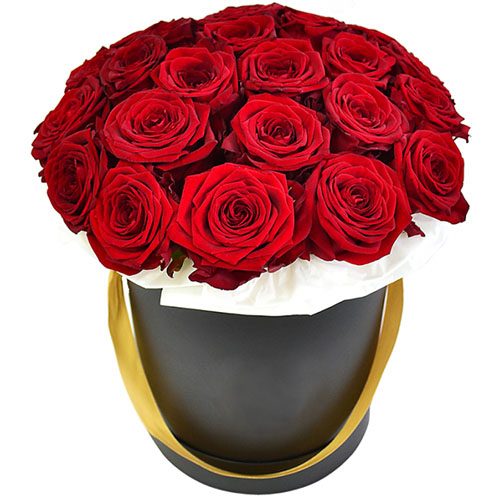 Фото товара 21 роза в шляпной коробке в Измаиле