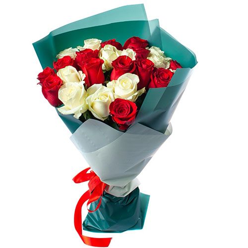 Фото товара 25 роз красных и белых в Измаиле
