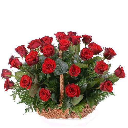 Фото товара 35 красных роз в корзине в Измаиле