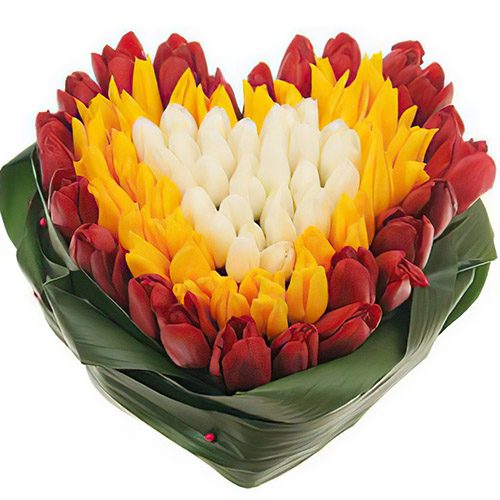 Фото товара 151 тюльпан сердцем "Краски весны" в Измаиле