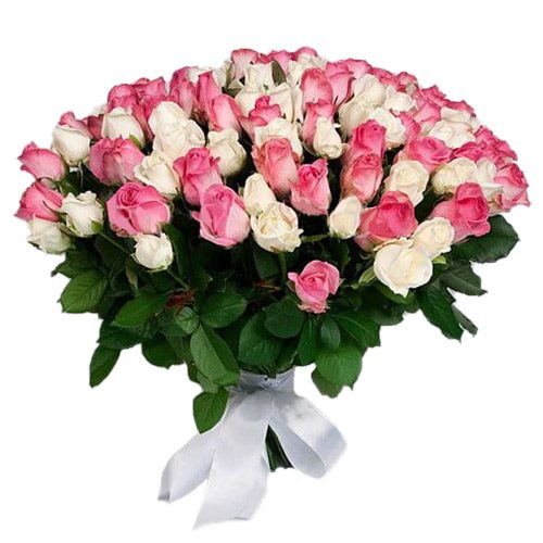 Фото товара 101 белая и розовая роза в Измаиле