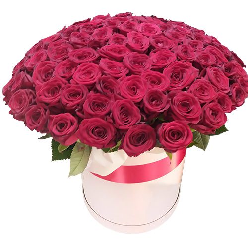 Фото товара 101 роза красная в шляпной коробке в Измаиле