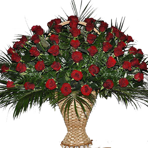 Фото товара Корзина 100 роз в папоротнике в Измаиле