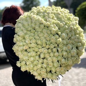 Величезний букет білих троянд фото
