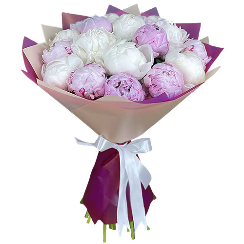 Фото товара 19 белых и розовых пионов в Измаиле